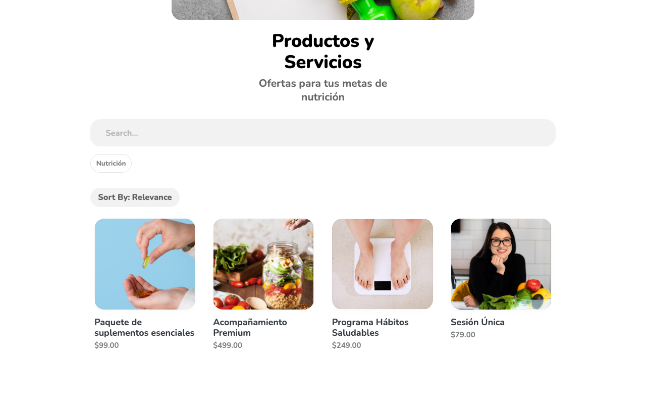 Catálogo digital de Puny.bz visto por el cliente: productos con imagen, nombre y precio en una cuadrícula limpia